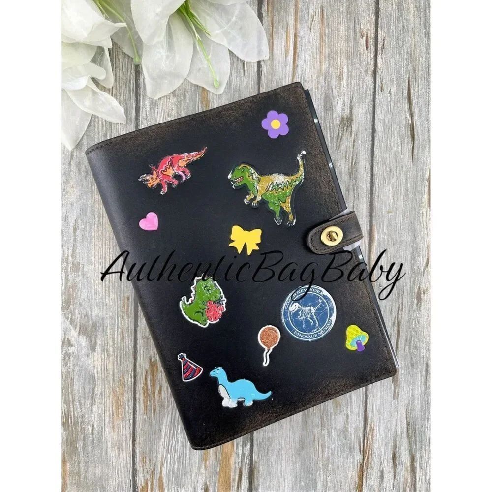 Coach Rexy 10th Birthday Notebook In Loved Leather With Sticker Print